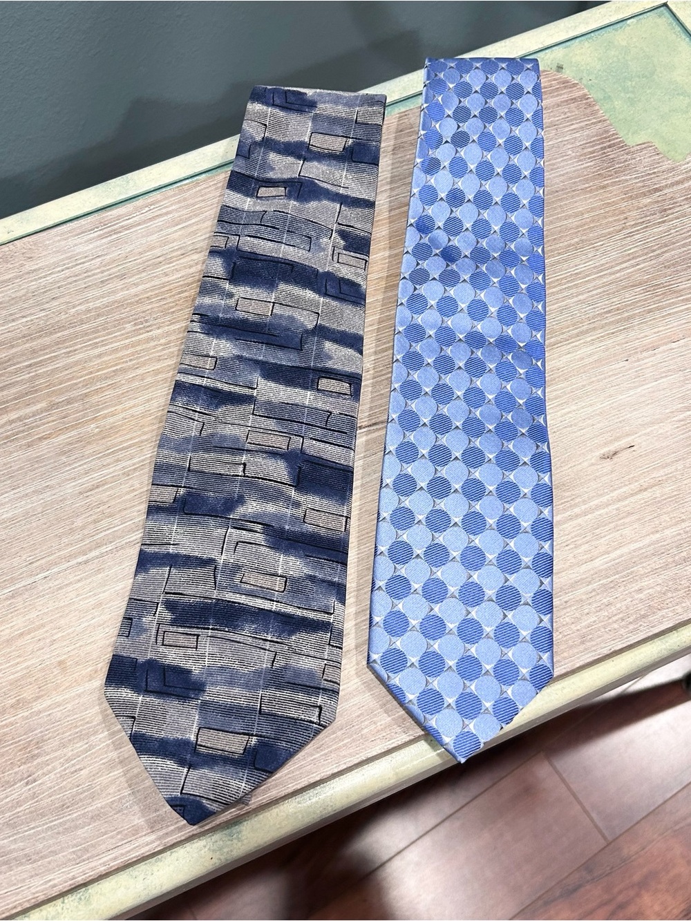 Lot of 2 Men's 100% Silk Ties Blue Geometric J. Beckett & J. Khaki Professional